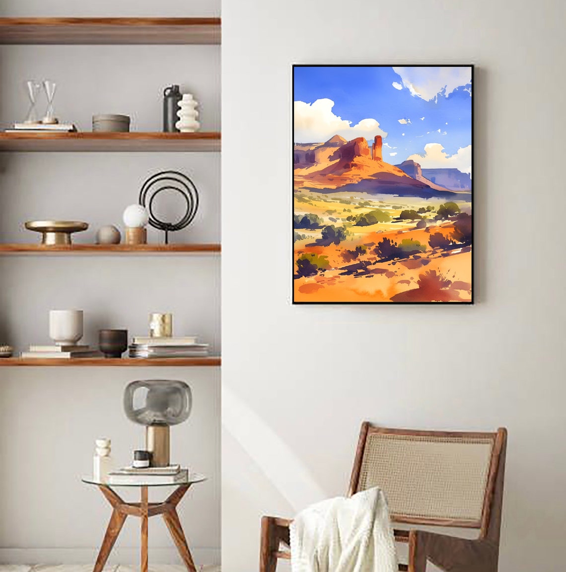Monument Valley Utah Sunset Red Buttes Desert Watercolor Poster - Image 2