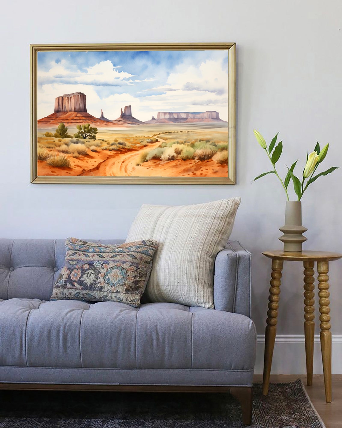 Monument Valley Buttes Red Desert Trail Path Watercolor Poster - Image 4