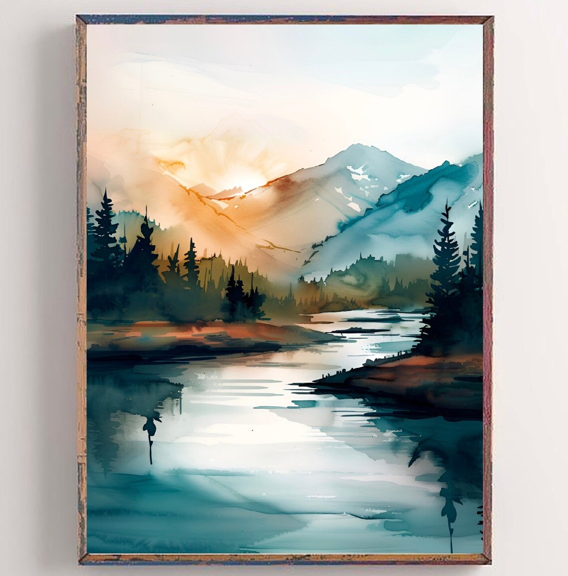 Colorado Watercolor Art Print, Maroon Lake Landscape