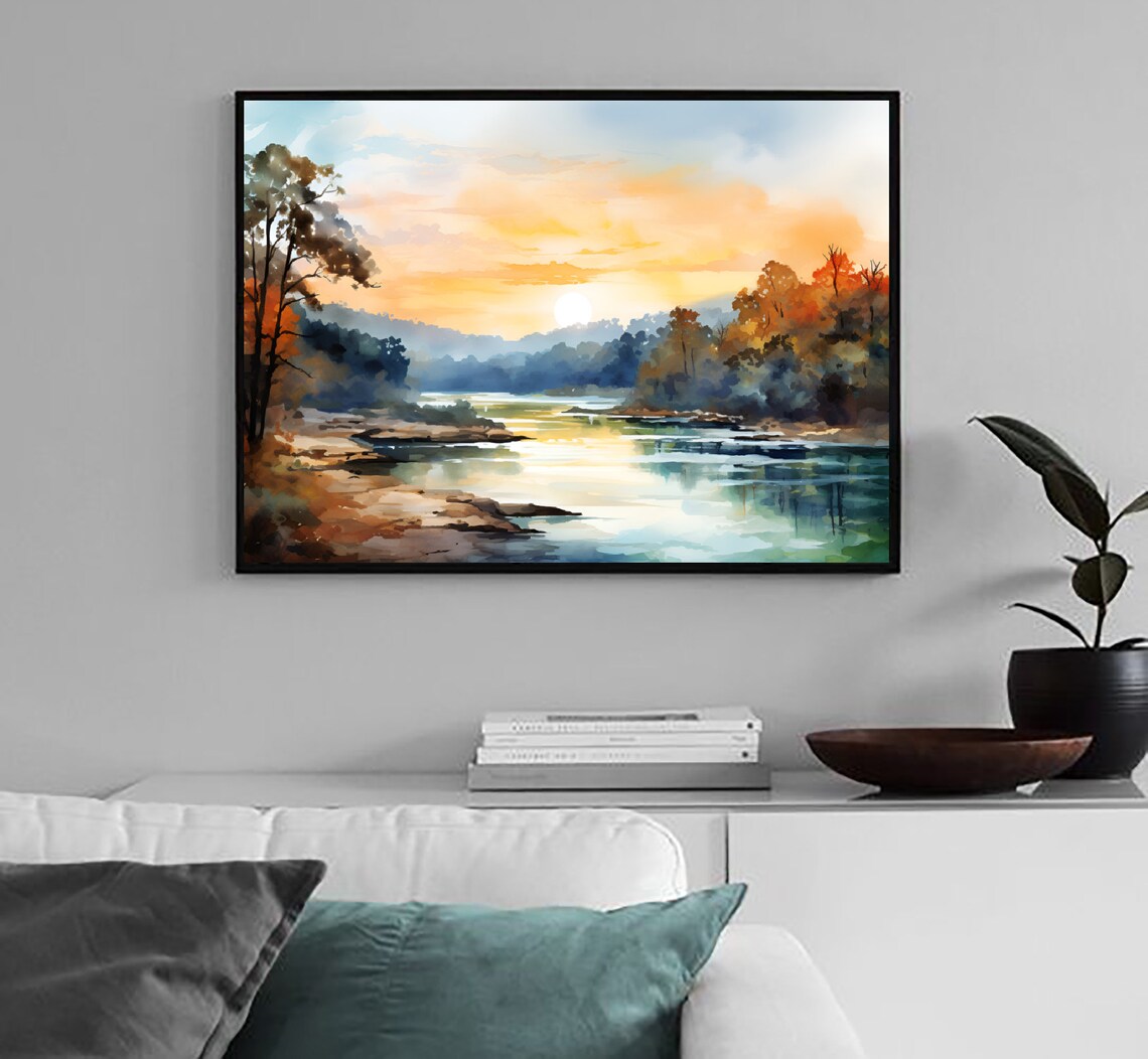Alabama Cahaba River Watercolor Landscape Art Print - Image 2