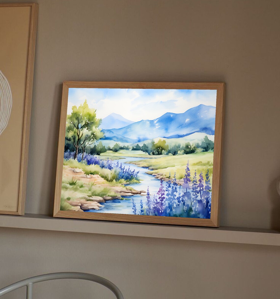 Texas Llano River Travel Poster, Watercolor Landscape - Image 3