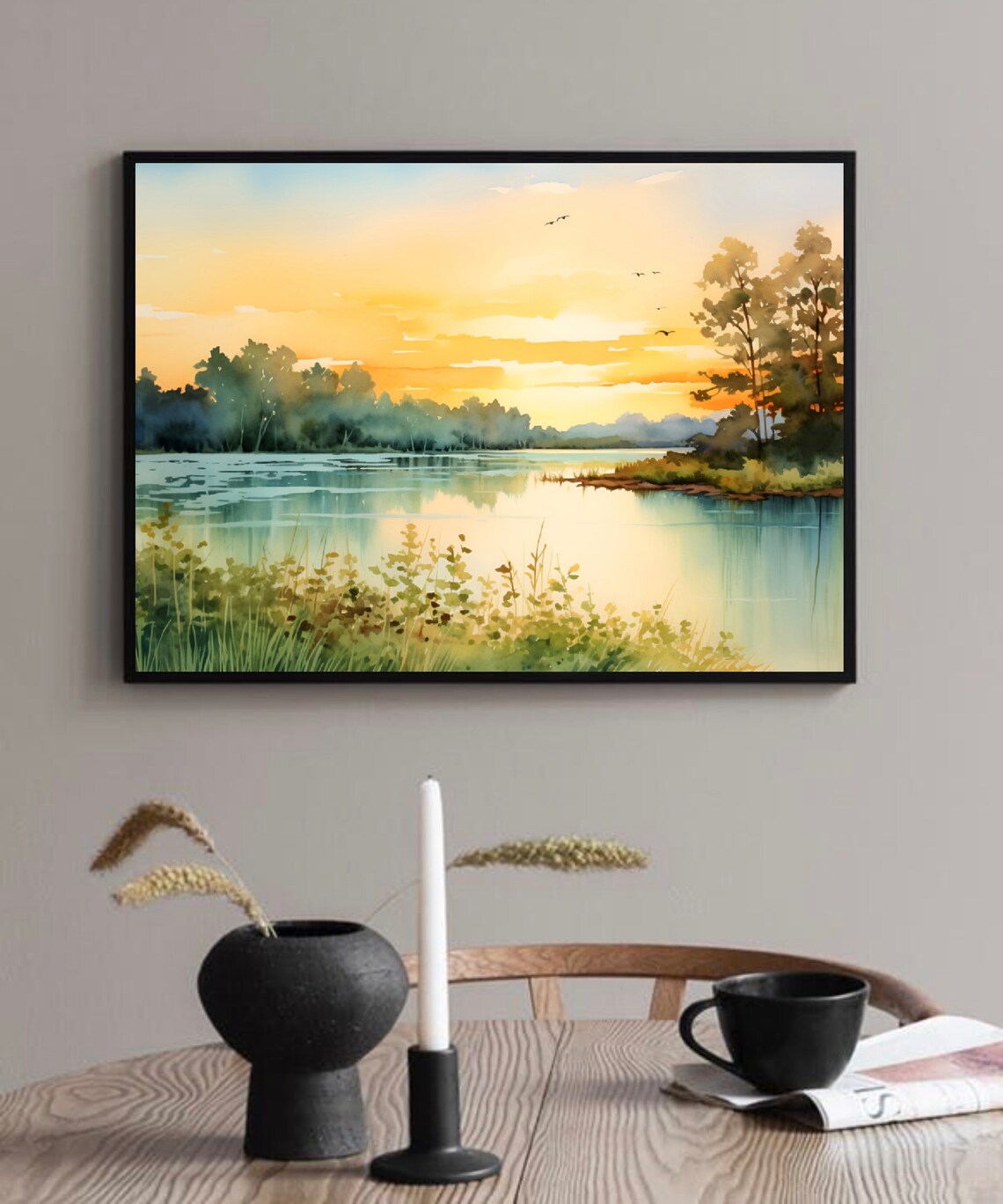 Lake Lanier Painting Watercolor Art Print Forest Lake Poster Shoreline Wall Art Georgia Landscape Art Abstract Lakes Travel Gift - Image 2