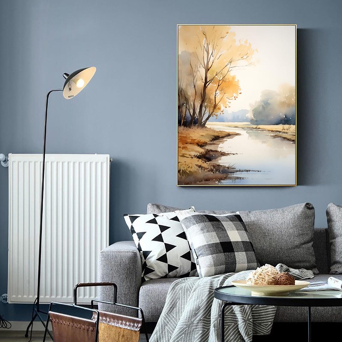 Cuyahoga River Ohio Autumn Trees Misty River Watercolor Poster - Image 2