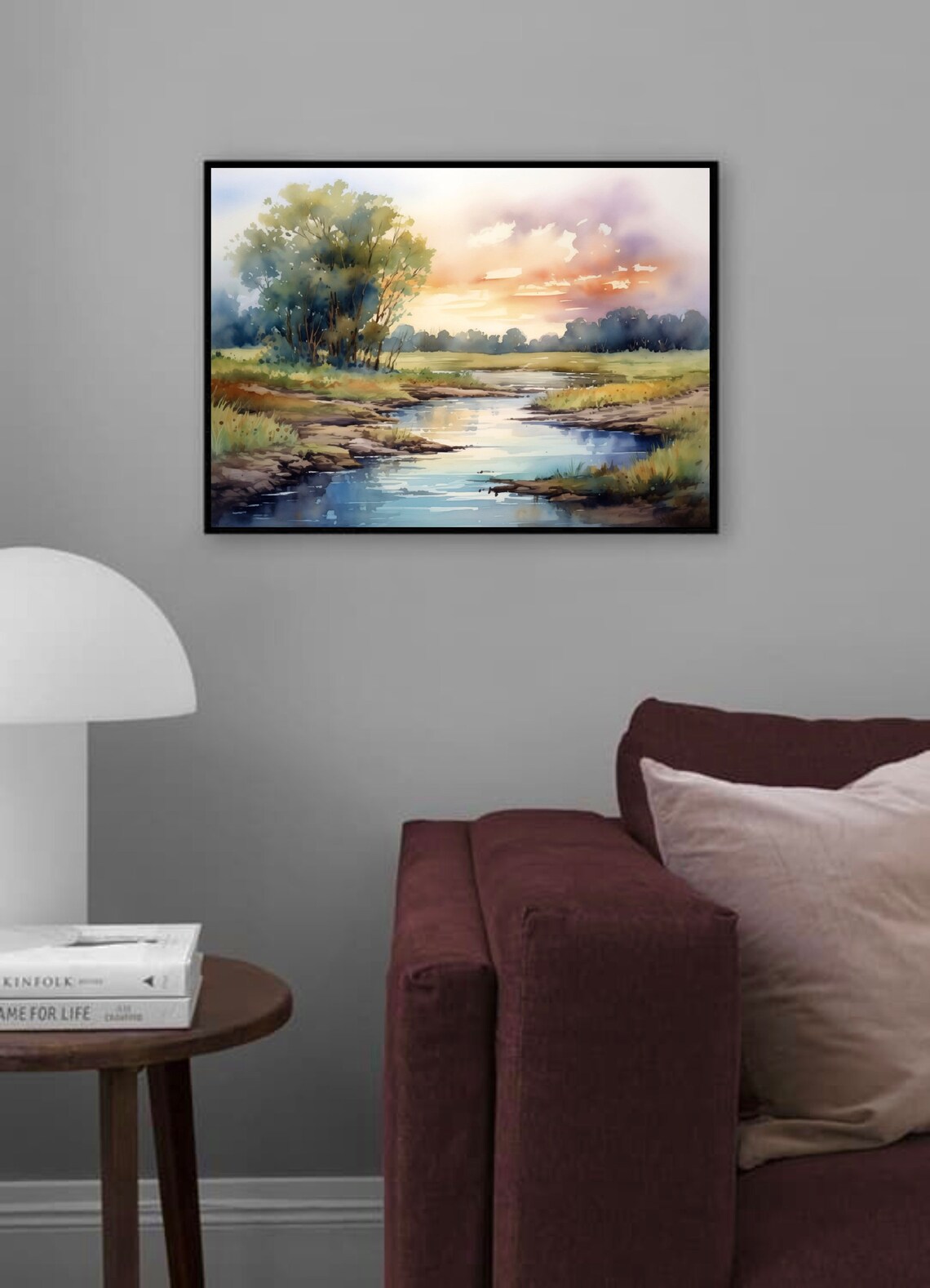 Platte River Nebraska Landscape Watercolor Art Print - Image 4