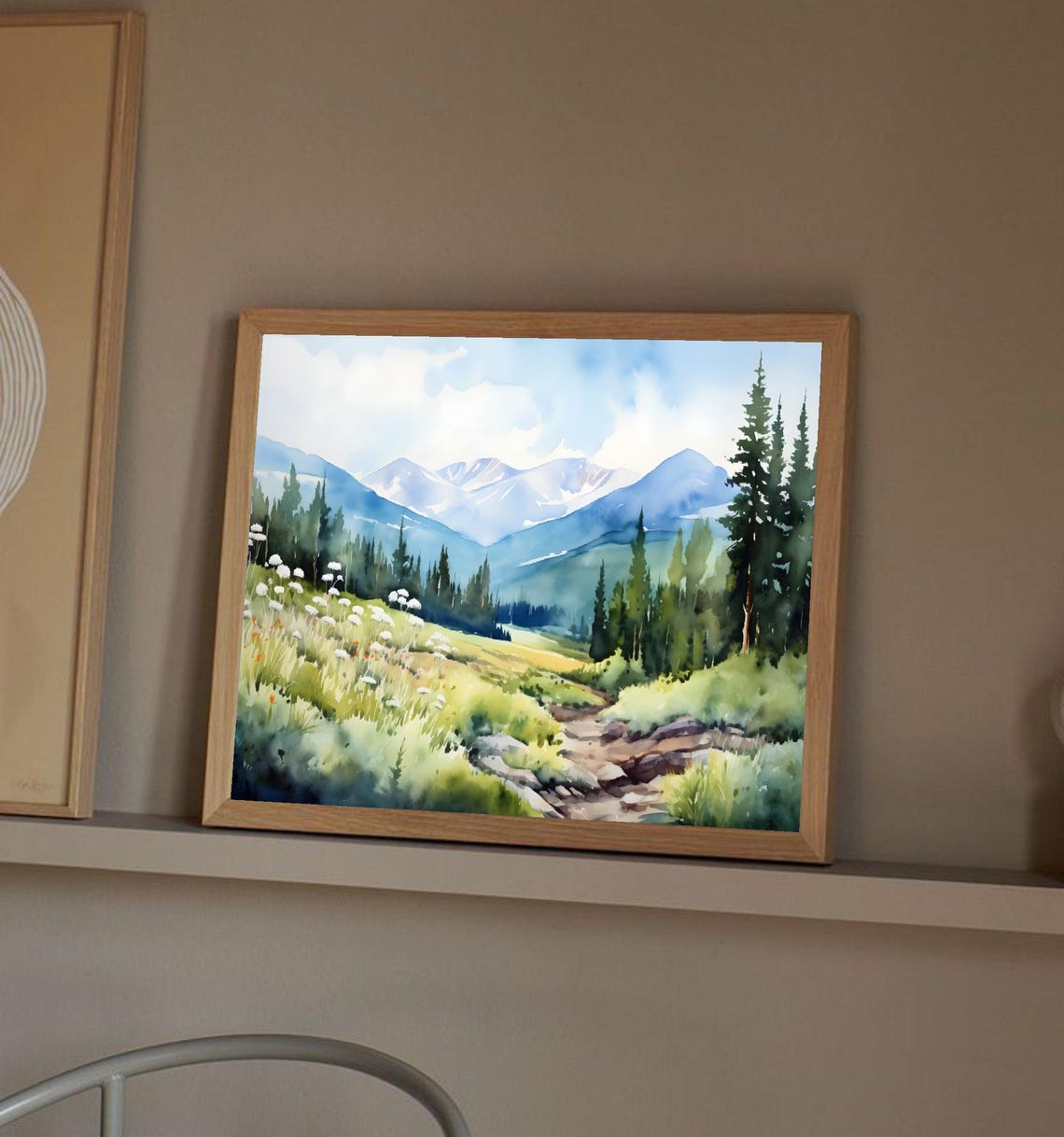 Gannett Peak Wyoming Wildflower Meadow Watercolor Mountain Poster - Image 3
