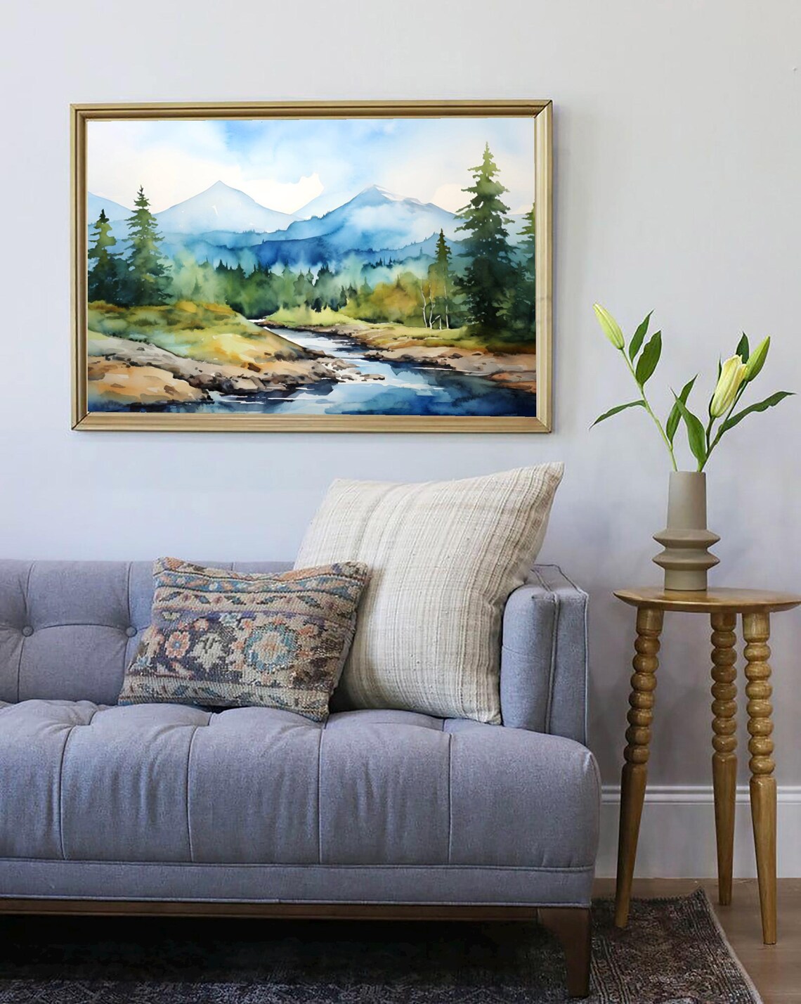 Appalachian Mountains Virginia Watercolor Art Print, Misty Forest - Image 4