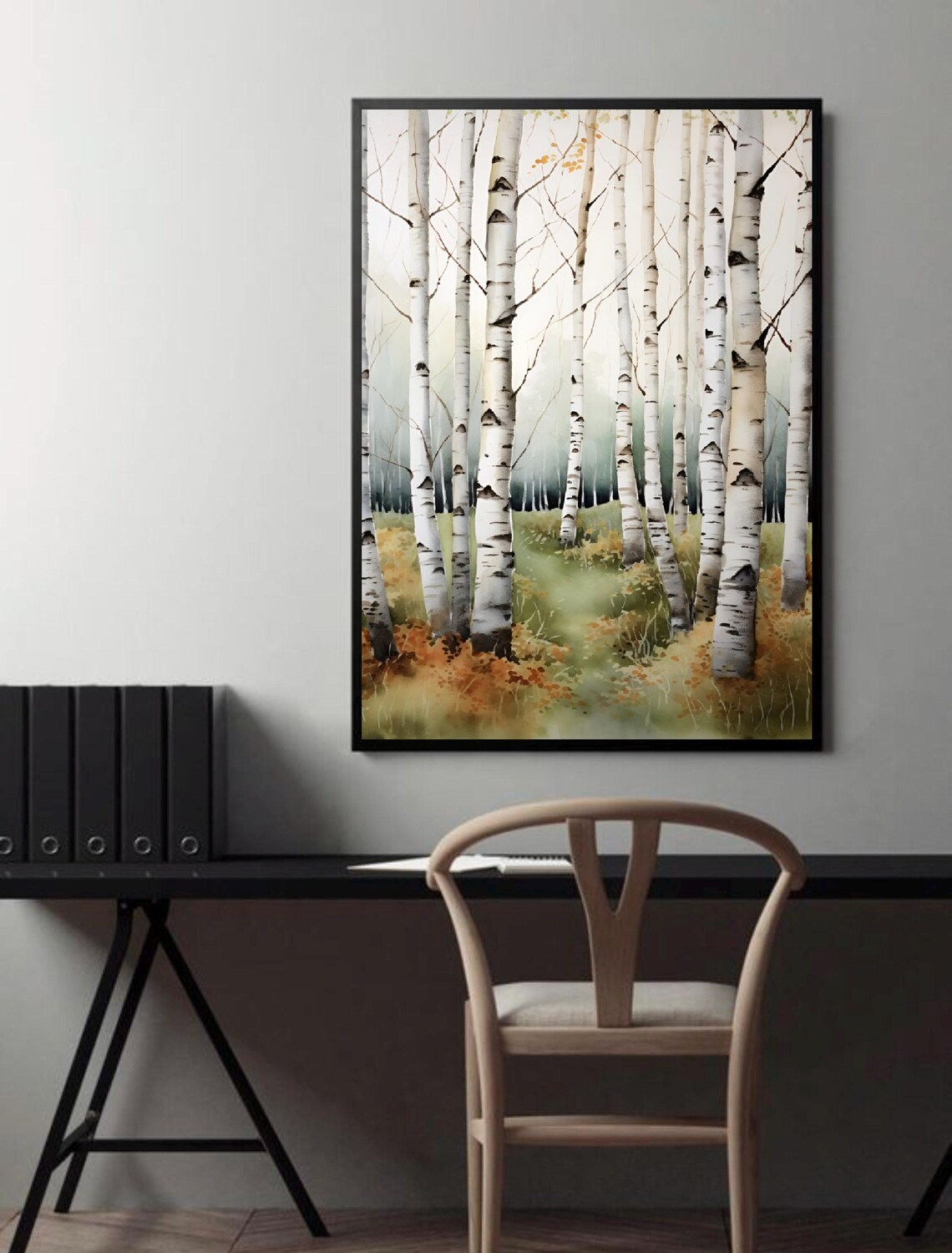 Birch Trees Watercolor Landscape Art Print, Colorado - Image 2