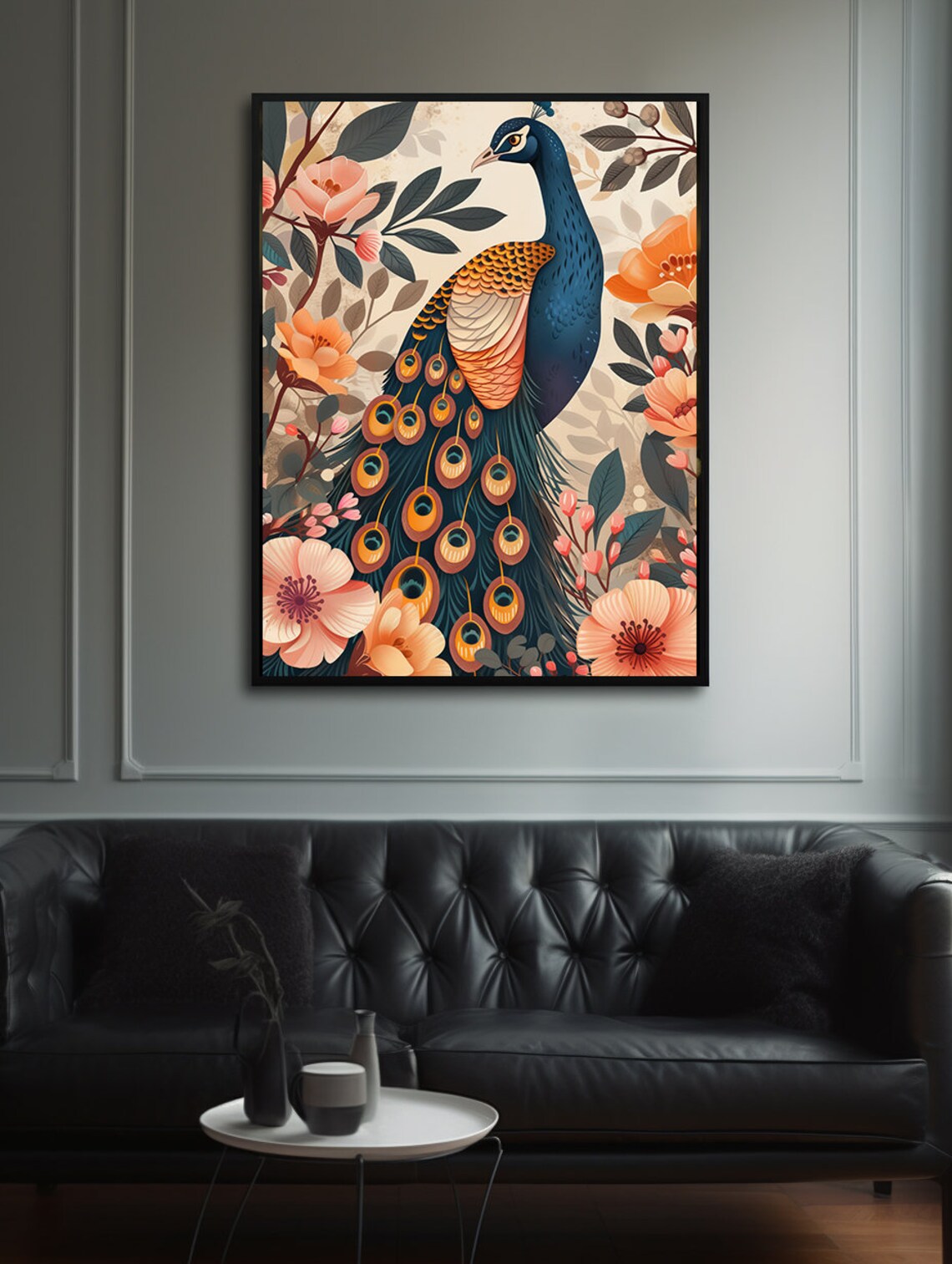 Pink Peacock Vintage Art Print, Antique Wall Decor