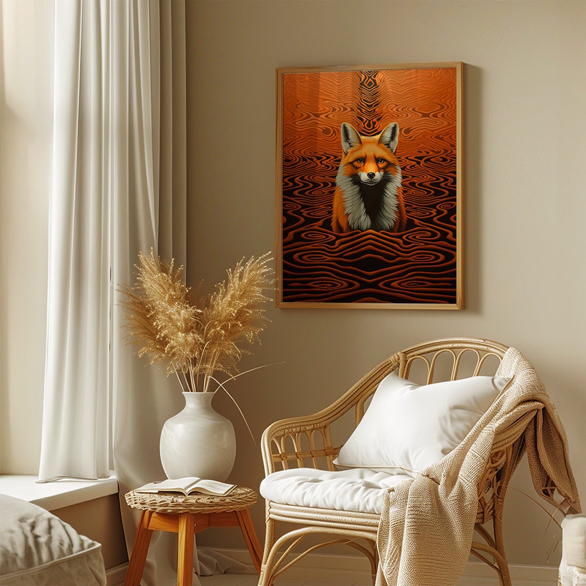 Red Fox Centered in a Mesmerizing Orange Optical Illusion Poster - Image 2