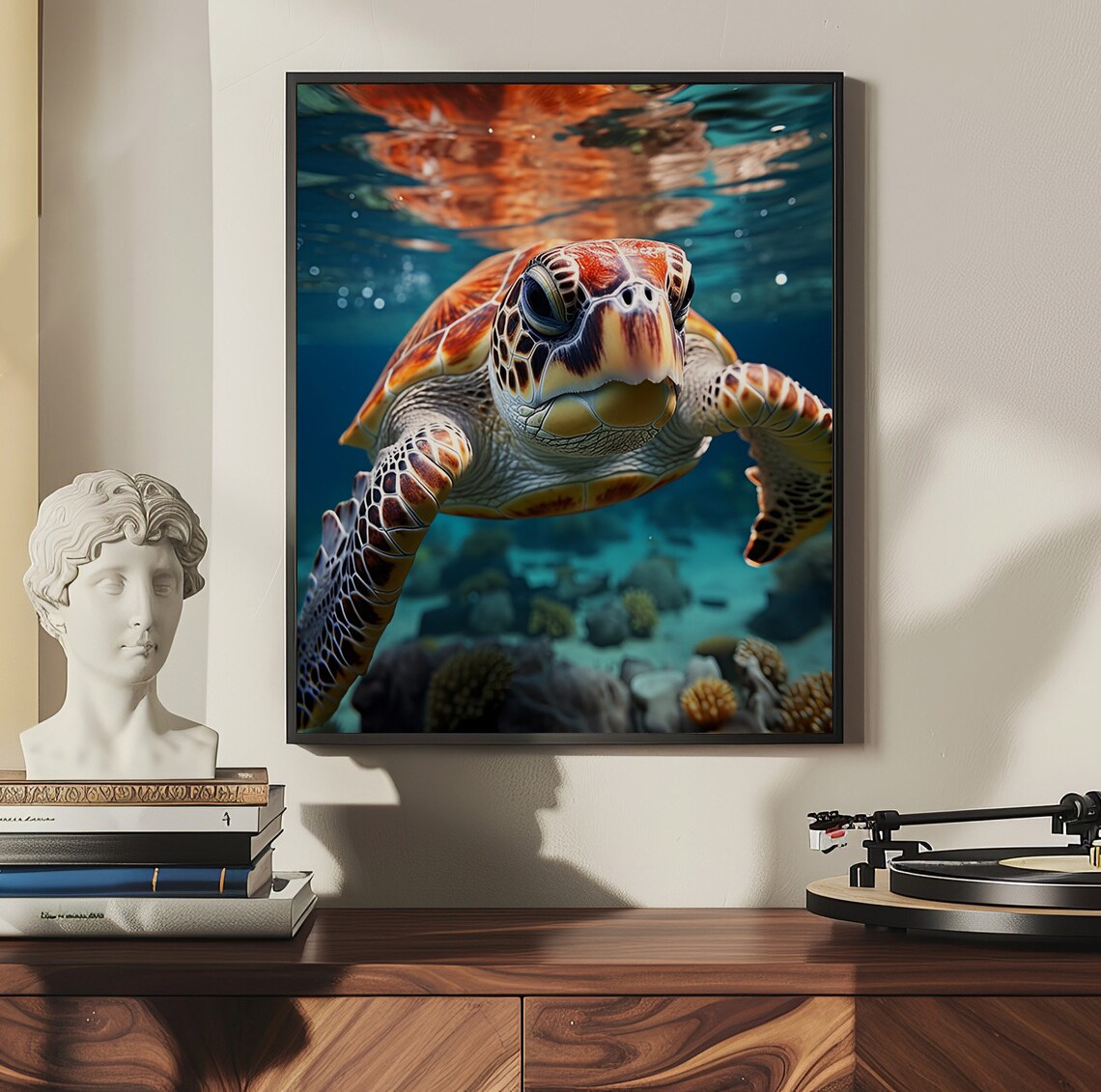 Deep Sea Turtle Art Print, Nursery Room Decor