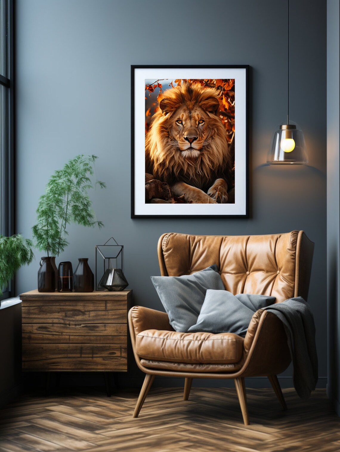 African Safari Lion Art Print, Antique Wall Decor - Image 3