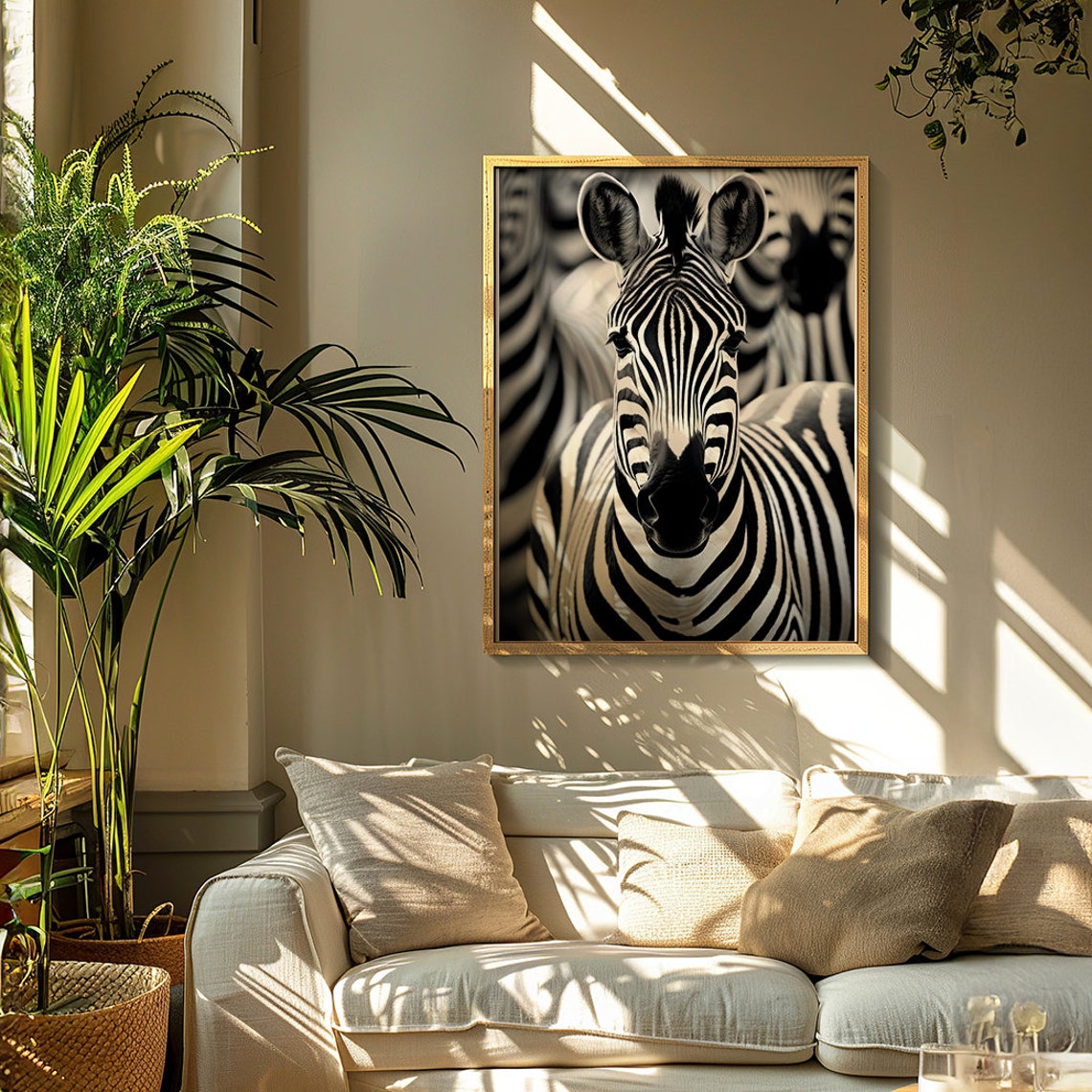 Black and White Zebra Face Close Up African Wildlife Safari Poster - Image 3