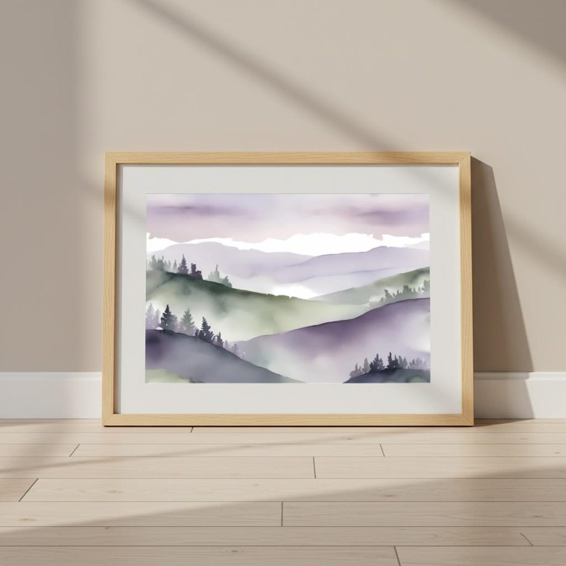 Watercolor Mountain Landscape Art Print