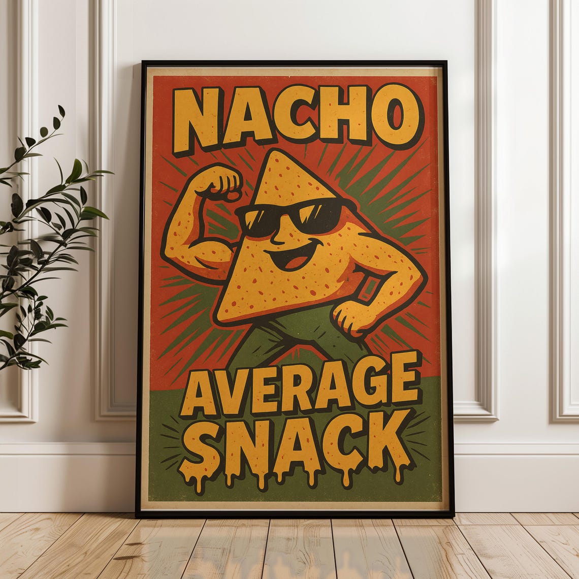 Funny Nacho Pun Poster Retro Kitchen Mexican Food Wall Art