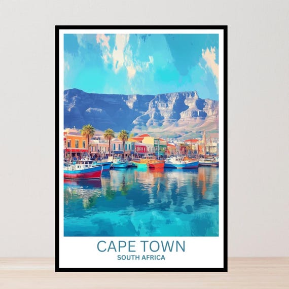 Cape Town Travel Poster Art Gifts Home Decor Wall South Africa Prints Framed