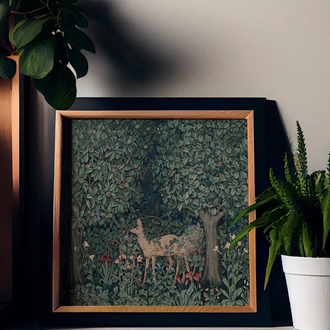 Vintage Deer, Medieval Tapestry Art Print