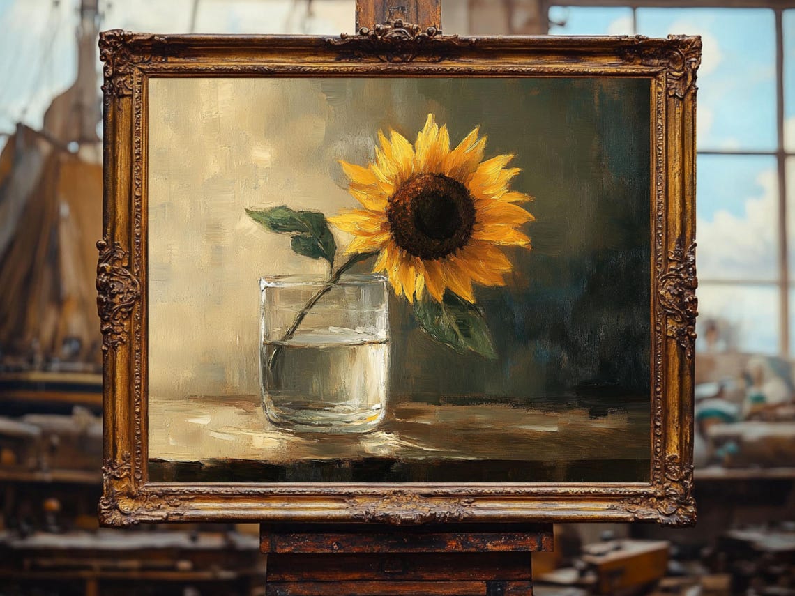 Sunflower Painting Vintage Flowers Farmhouse Decor Oil Painting Cottage Core Art Best Gifts Vintage Painting Art Prints - Image 2