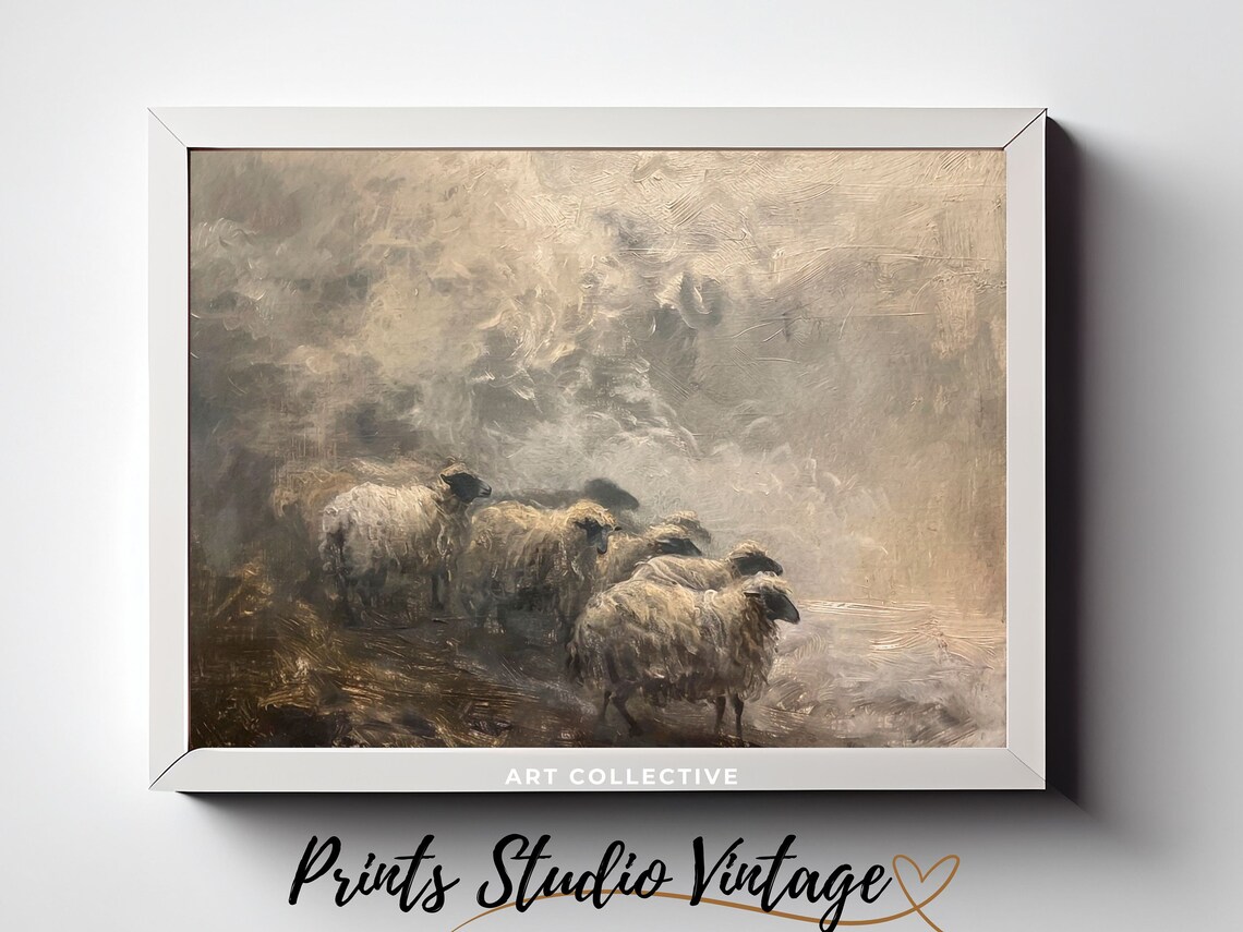 Sheep Animal Painting, Rustic Home Decor - Image 3