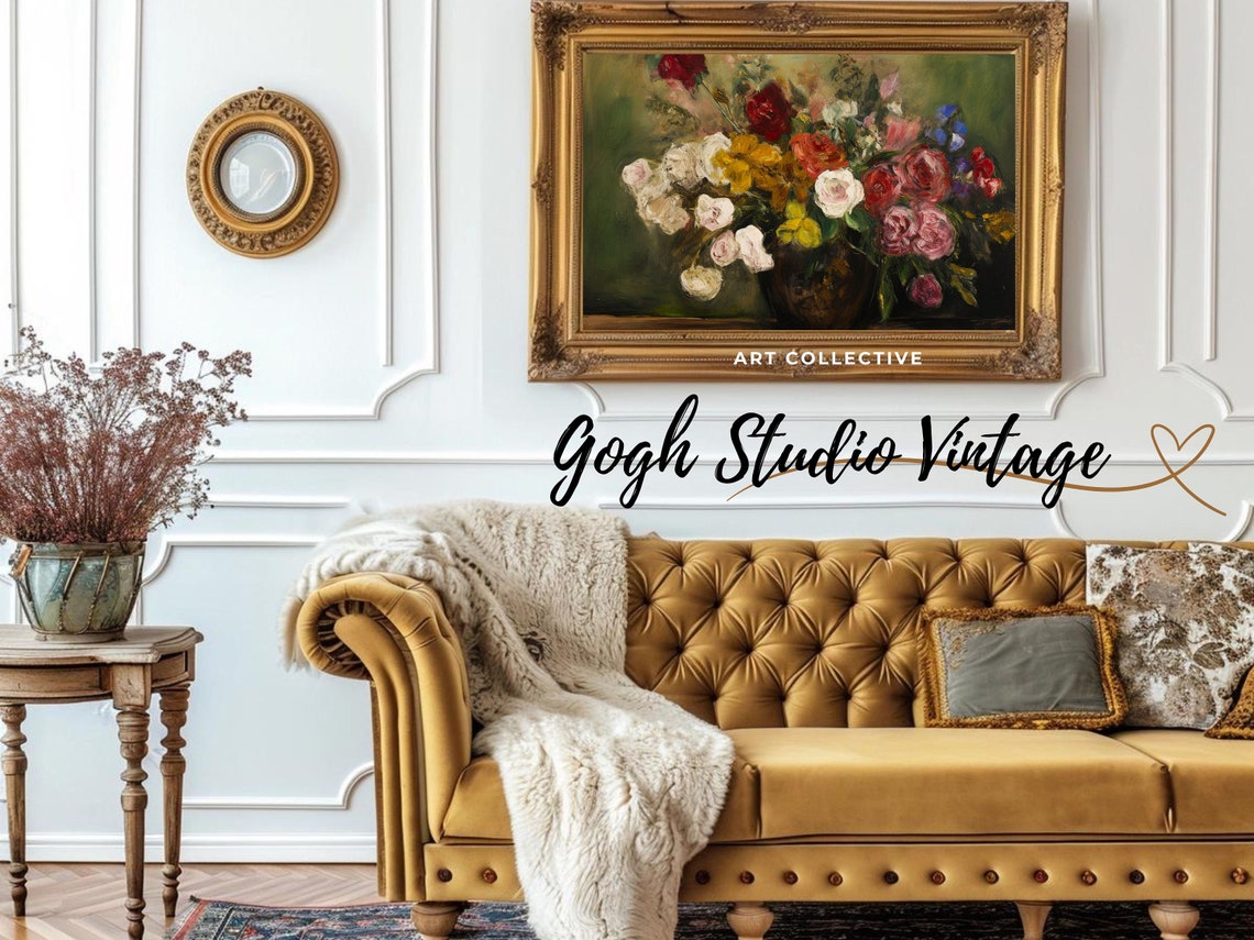 Renoir Inspired Floral Elegance Of A Captivating Still Life Impressionist Oil Frame Tv Art - Image 2