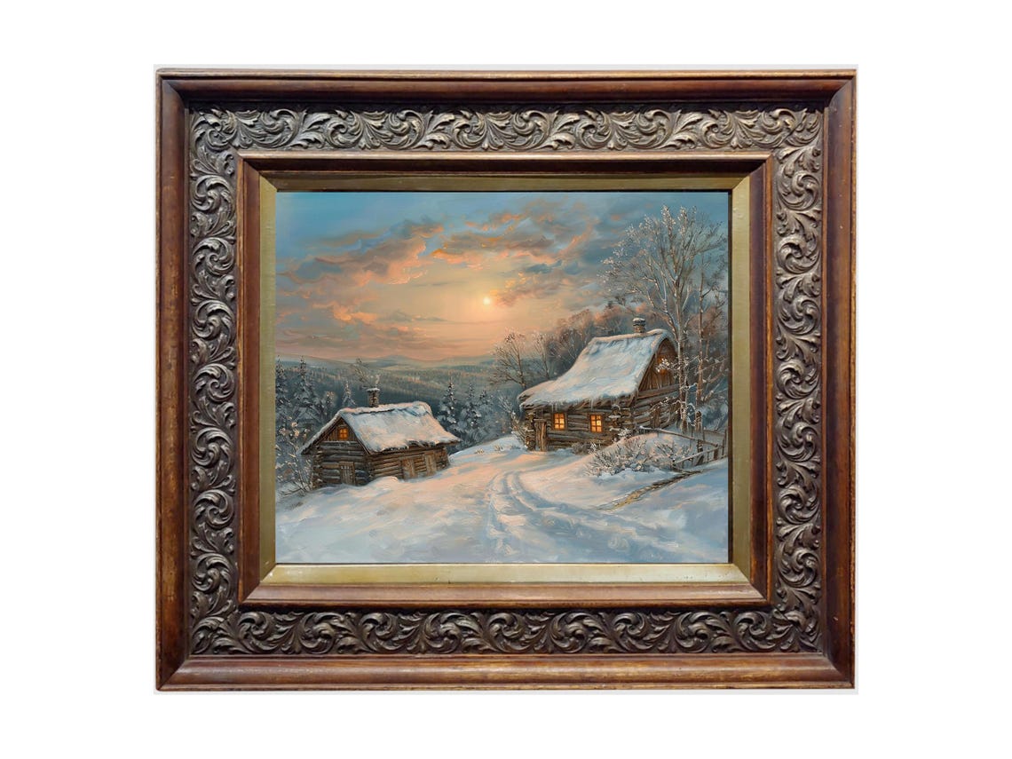 Snowy Forest Winter Scene Art Winter Landscape Vintage Prints Wall Art Horizontal Art - Image 2