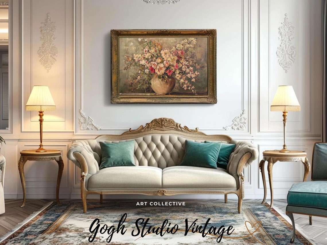 Vintage Floral Still Life in Vase, Kitchen Art Print - Image 3