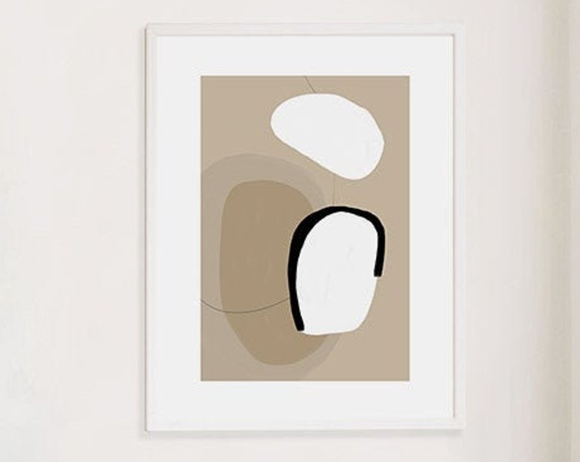 Beige Black Abstract Shapes with Arch Modern Neutral Art Poster - Image 3