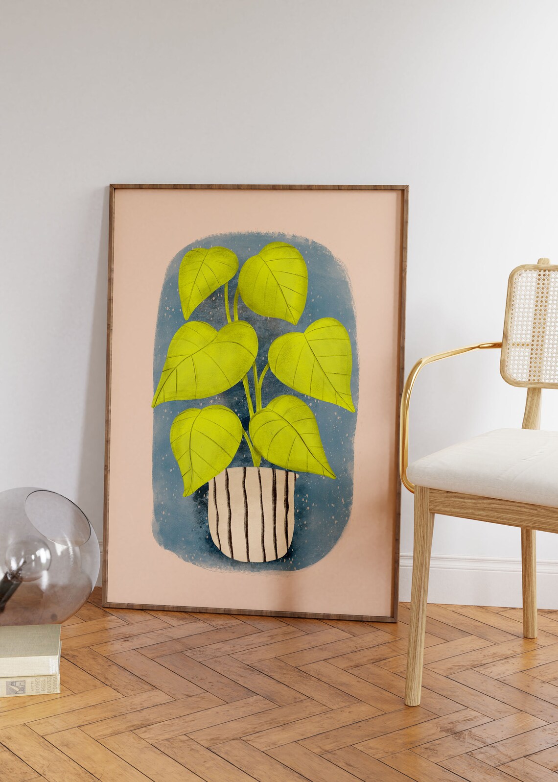 Boho Potted House Plant Watercolor Green Leaves Botanical Poster - Image 2