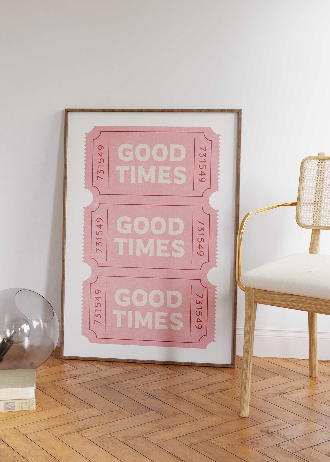 Pink Preppy Good Times Ticket Retro Art Print
