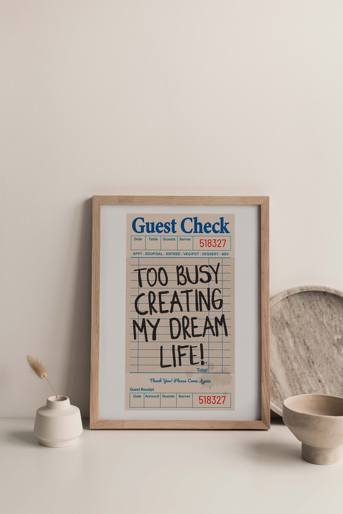 Too Busy Creating My Dream Life Black Guest Check Trendy Retro Poster - Image 2