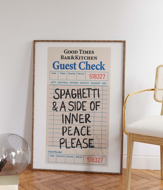 Guest Check Posters Restaurant And Cafe Wall Decor Trendy Good Times Bar Cart Art Decor Retro Kitchen Art Funky Quotes Prints