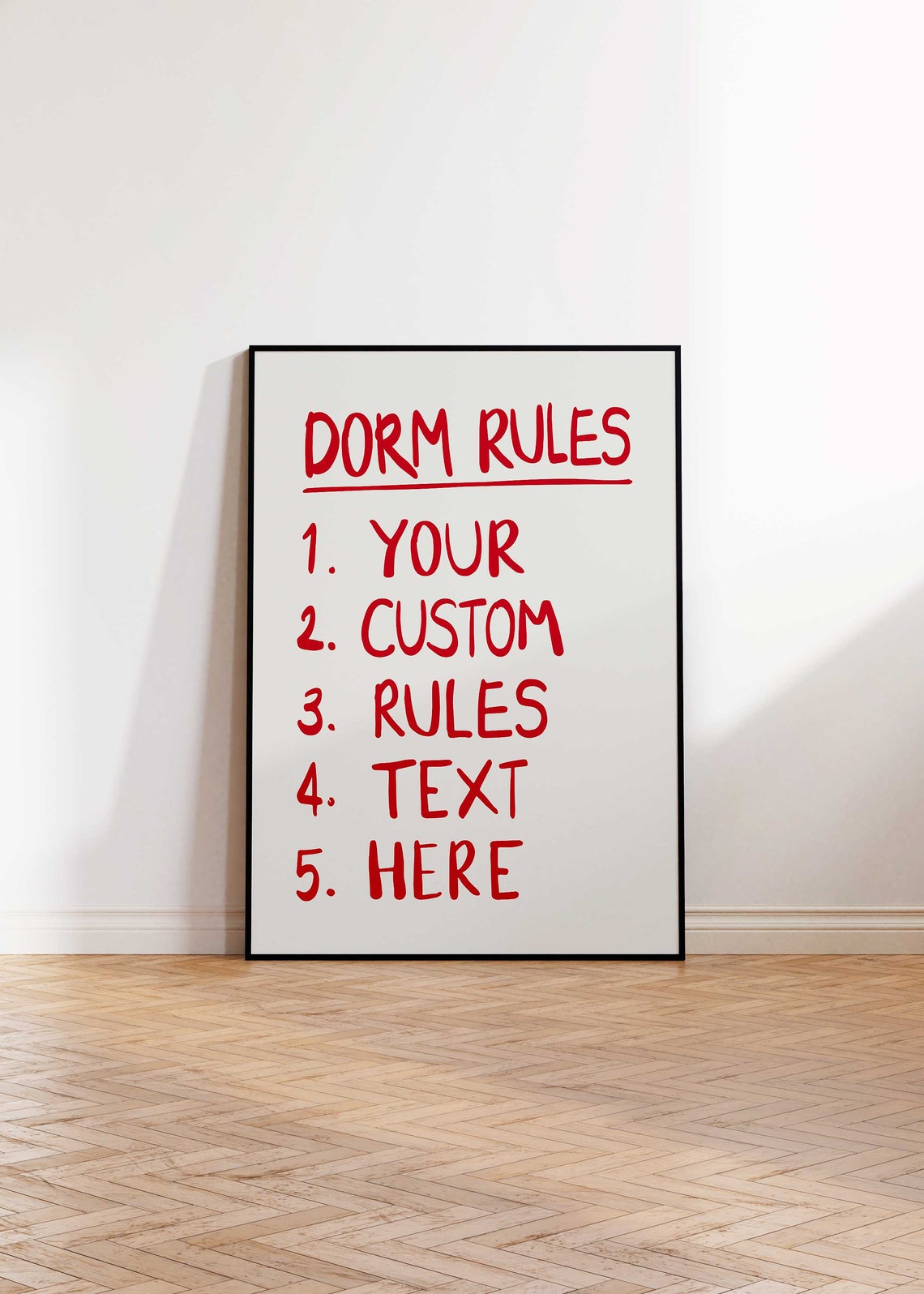 Custom Dorm Rules Personalized College Apartment Typography Poster