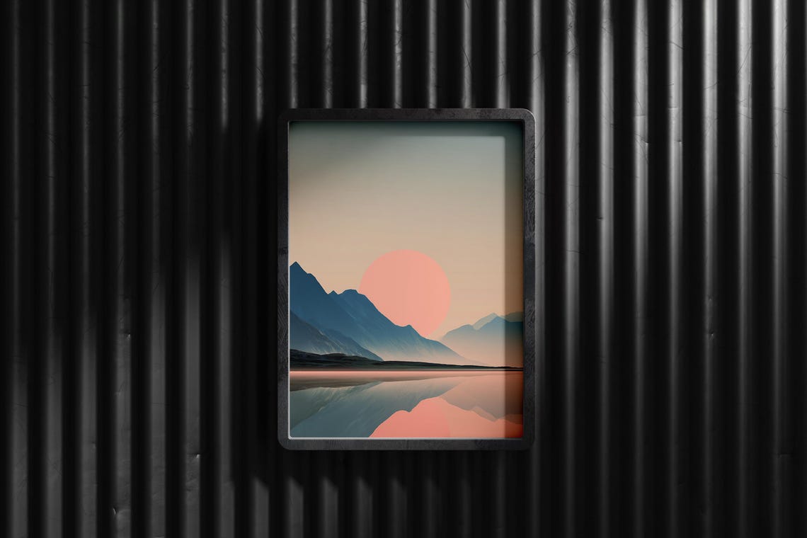 Minimalist Lake Mountain Sunset Print