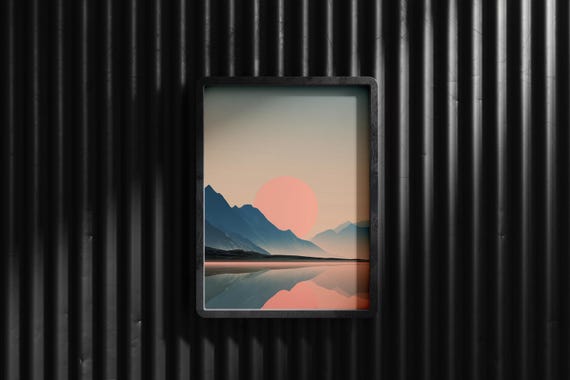 Minimalist Lake Mountain Sunset Print