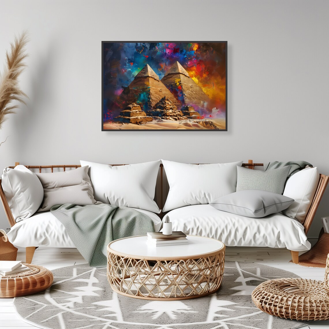 Pyramids of Giza Colorful Abstract Cosmic Sky Egypt Travel Poster - Image 2