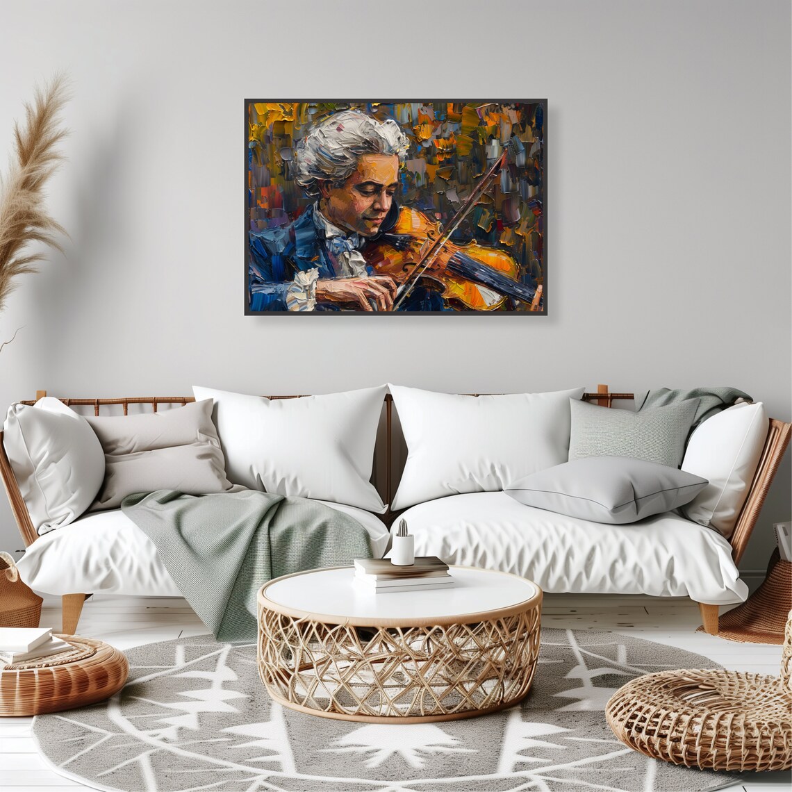 Classical Composer Playing Violin Impasto Oil Painting Music Decor Poster - Image 2