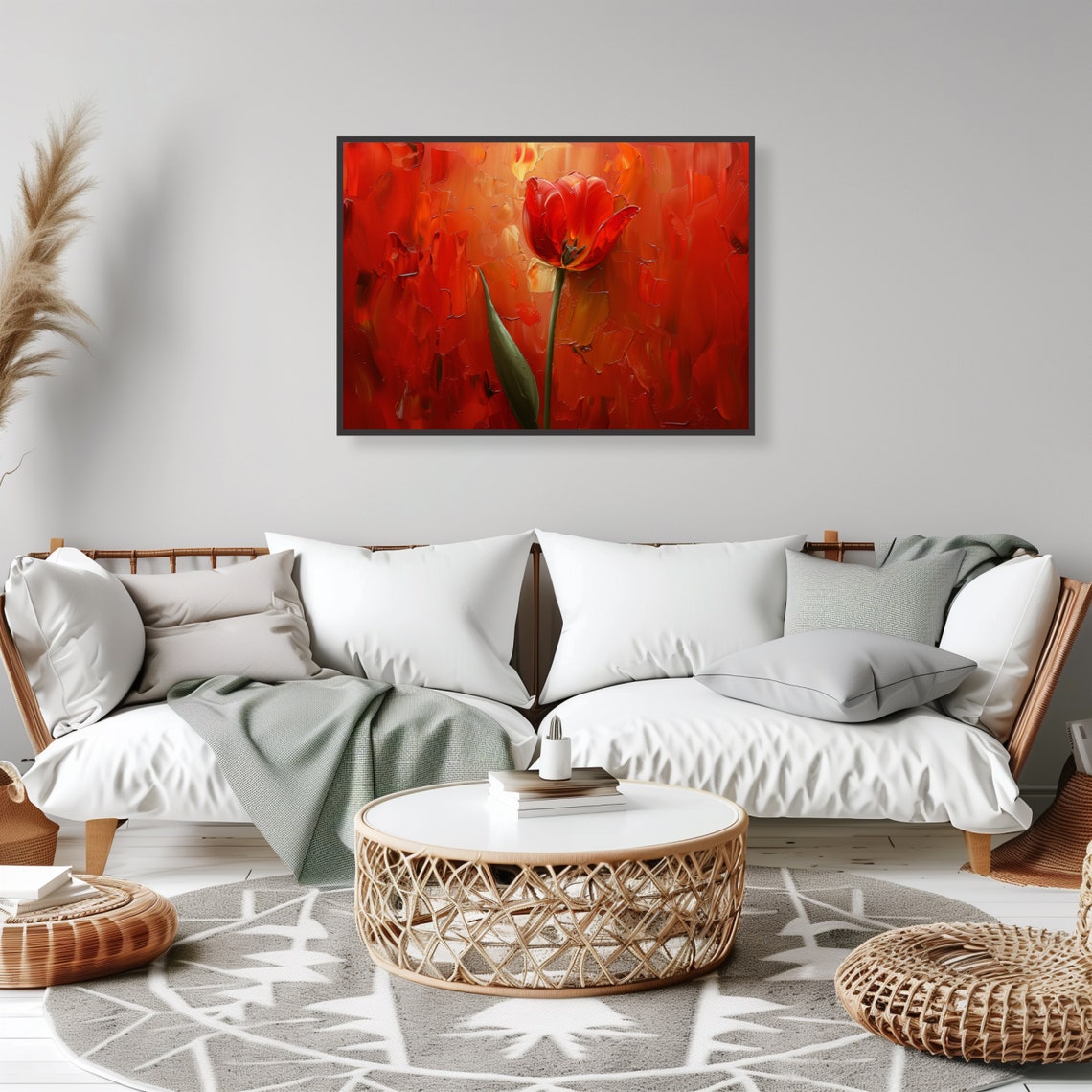 Red Tulip Art Print, Bold Floral Decor - Image 2