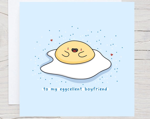 To My Eggcellent Boyfriend Card Boyfriend Birthday Card Funny Birthday Card Best Boyfriend Card