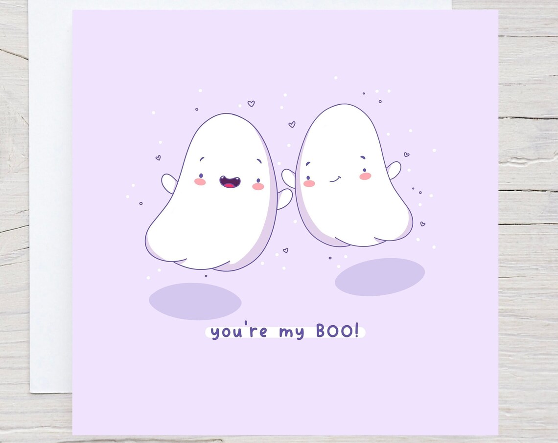 Cute Kawaii Ghost Couple You Are My Boo Love Pun Card Art Print
