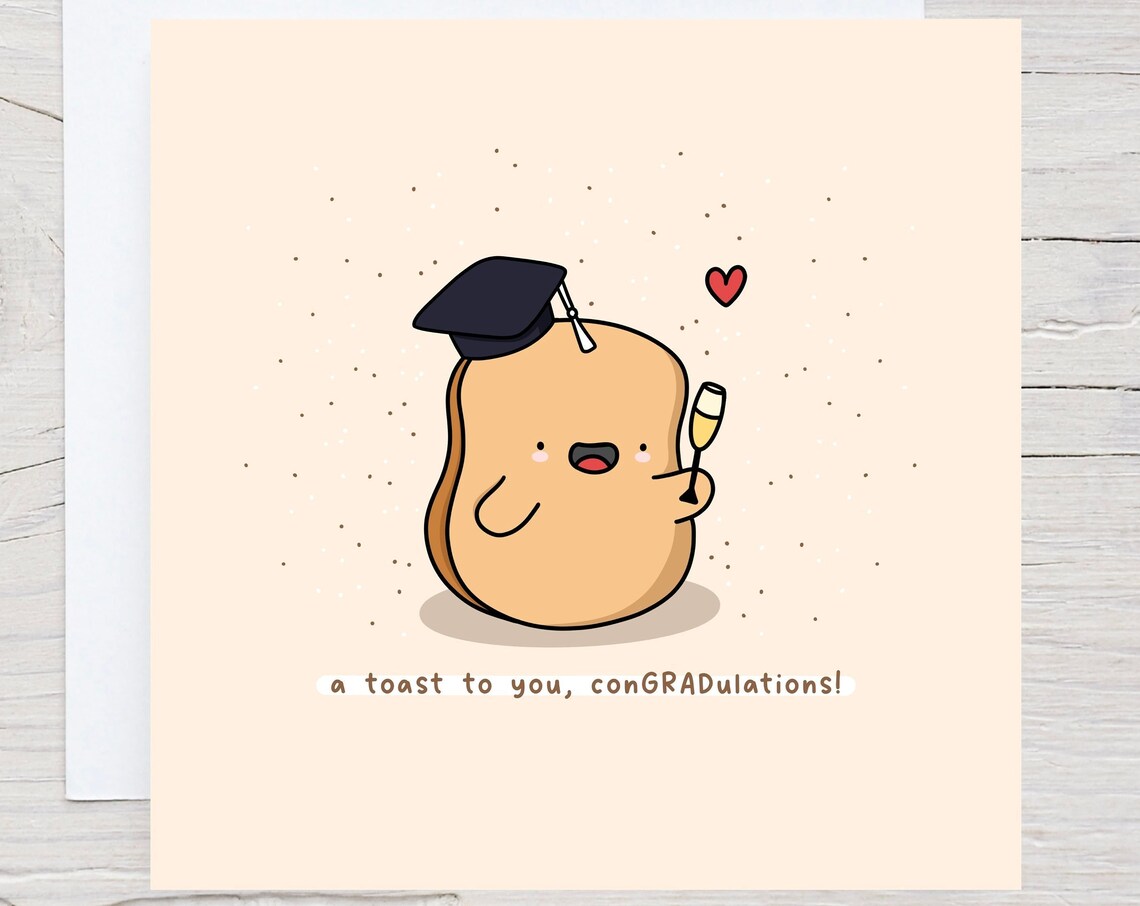 A Toast to You ConGRADulations Cute Graduation Card Art Poster