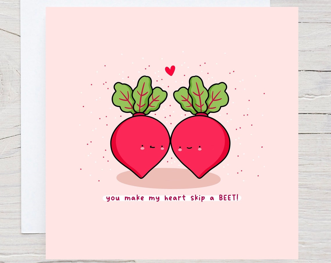 You Make My Heart Skip a Beet Funny Smiling Veggie Pun Card Poster