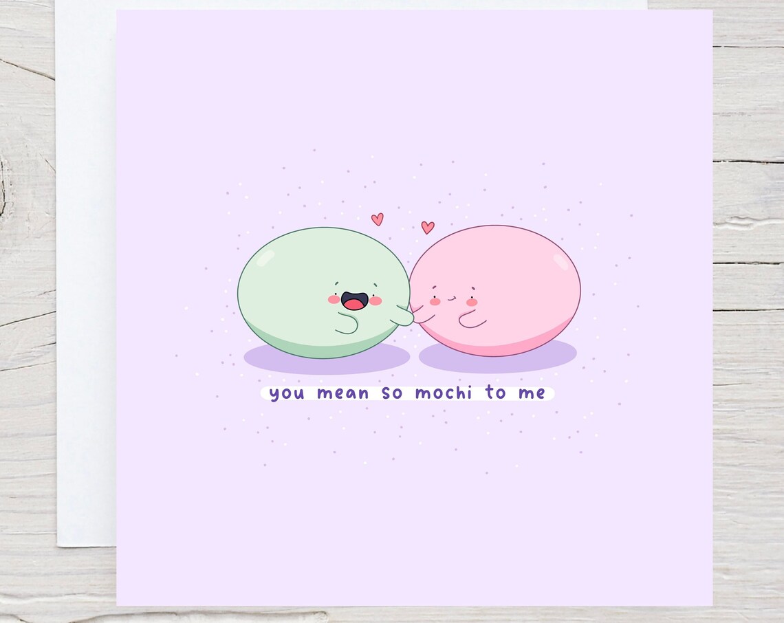 Kawaii Mochi Couple You Mean So Mochi To Me Love Pun Art Print