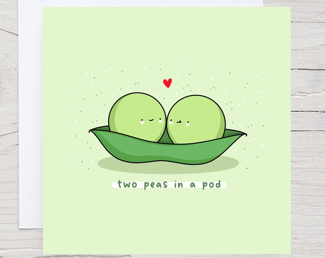Kawaii Two Peas In A Pod Sweet Love Pun Illustration Art Print