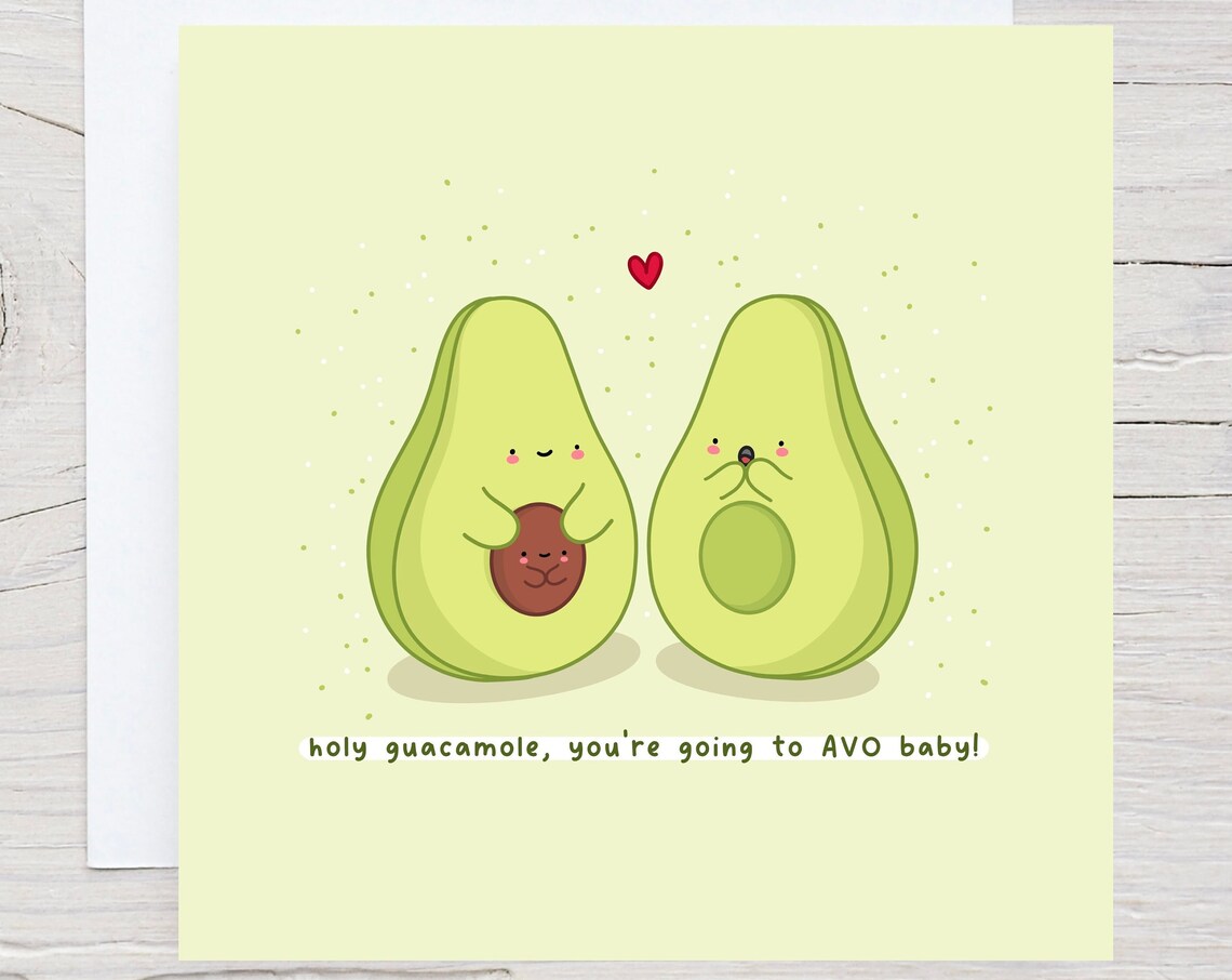 Avocado Baby Announcement Guacamole AVO Baby Card Cute Print