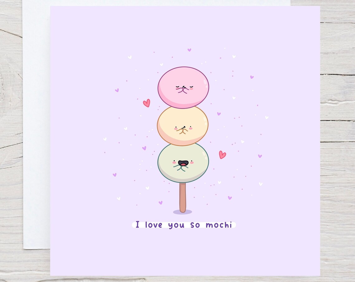 Kawaii Mochi Skewer I Love You So Mochi Punny Love Art Print