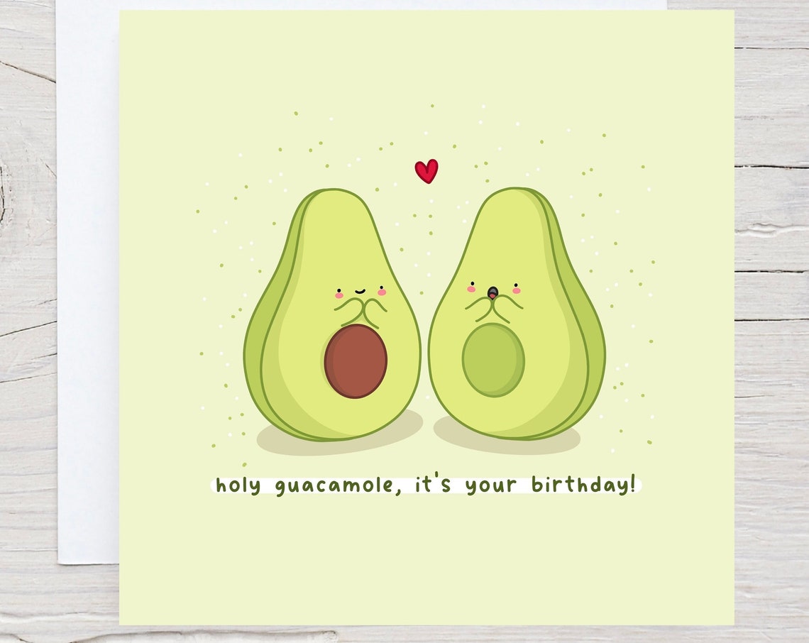 Holy Guacamole It's Your Birthday Cute Avocado Pun Card Poster