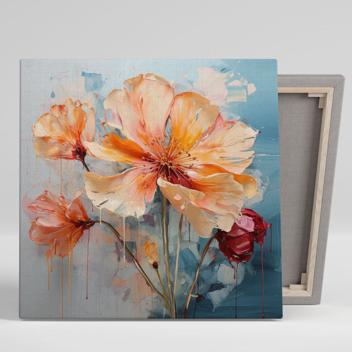 Orange Flower Contemporary Floral Wall Art Print
