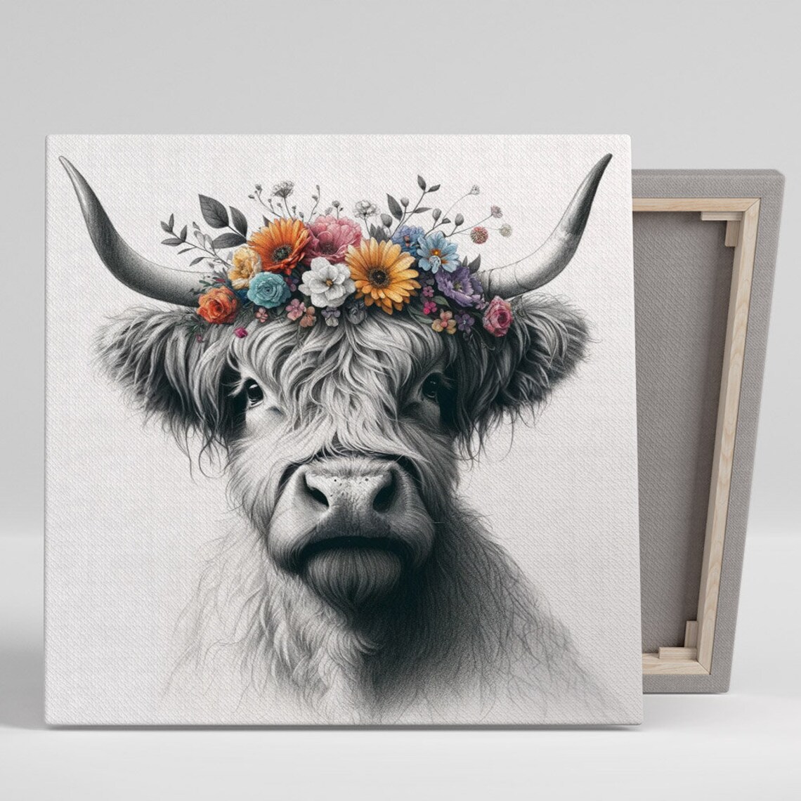 Floral Cow Bathroom Art Print, Funny Animal Decor