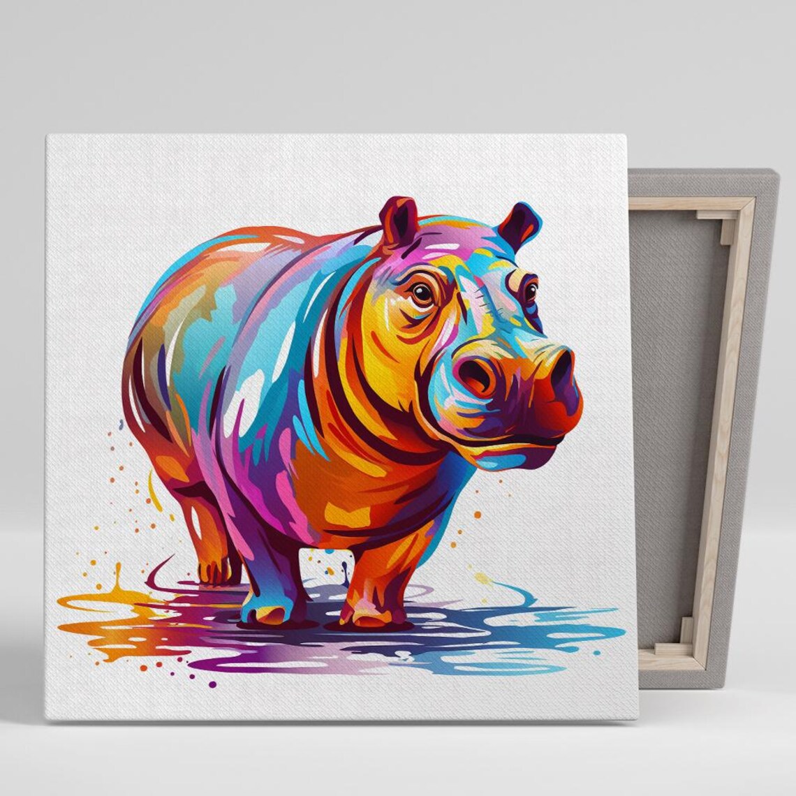 Hippo Splash Art, Contemporary Pop Animal Poster