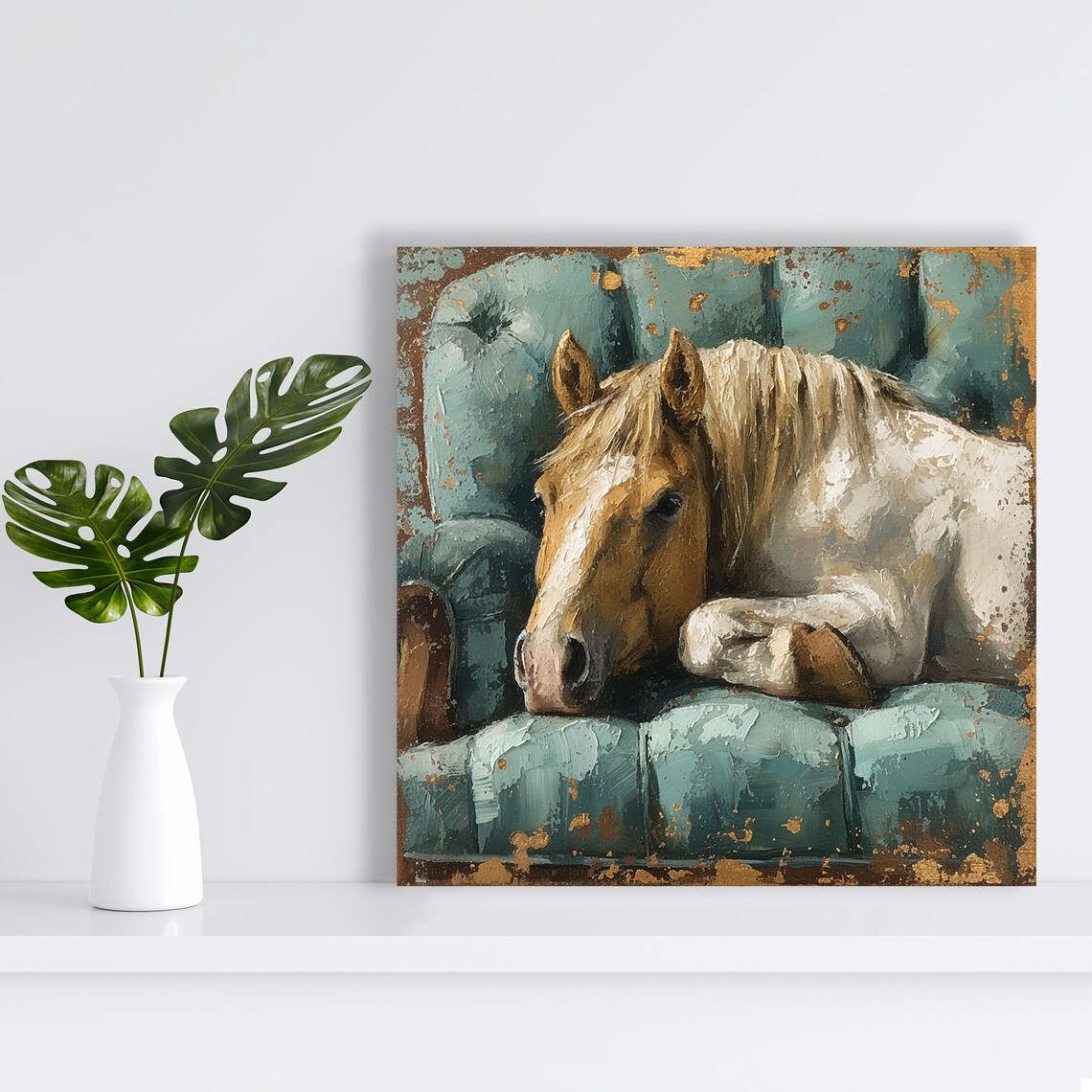 Horse Rustic Contemporary Art Print, Living Room Decor - Image 2