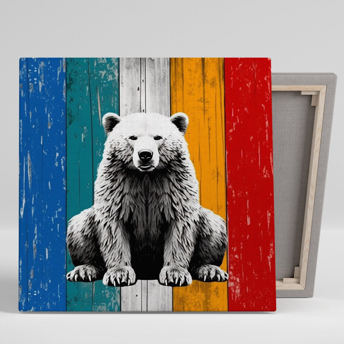 Colorful Bear Pop Art Poster, Living Room Office Decor